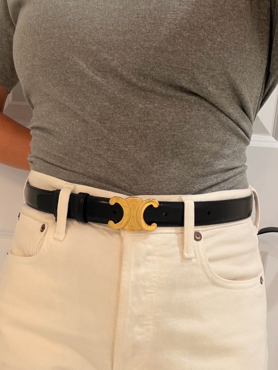 Celine Accessories - Celine Black Leather Belt with Gold Triomphe Buckle size 75 and 25mm thickness